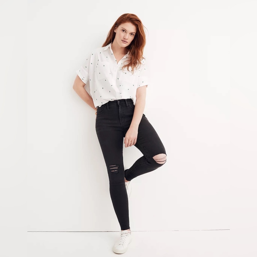 Madewell 9" Mid-Rise Skinny Jeans in Black Sea Size 27